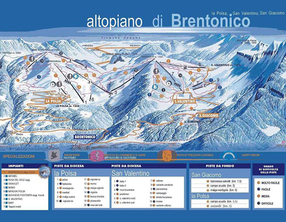 Mappa piste sci Altopiano di Brentonico
