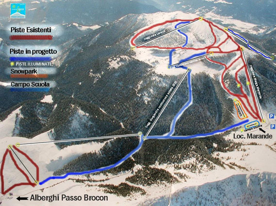 Mappa piste sci Tesino
