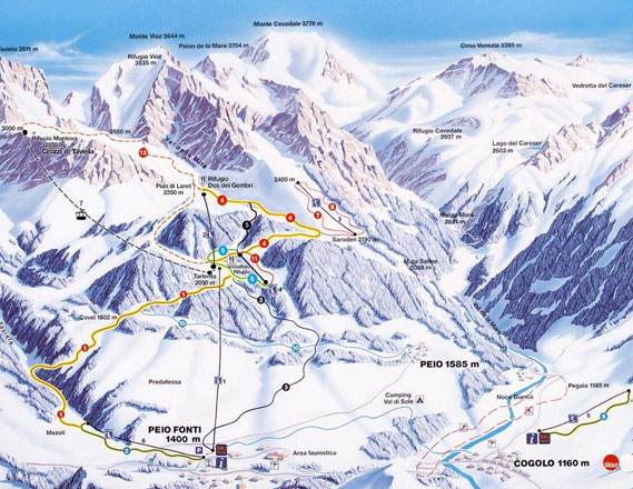 Mappa piste sci Valle di Peio e Rabbi